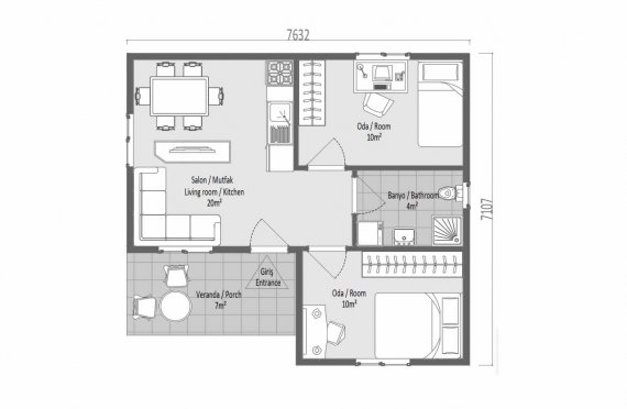 51 м2 Маленькие одноэтажные модульные дома