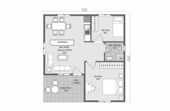 64 м2 Одноэтажные модульные дома - Модель Ива